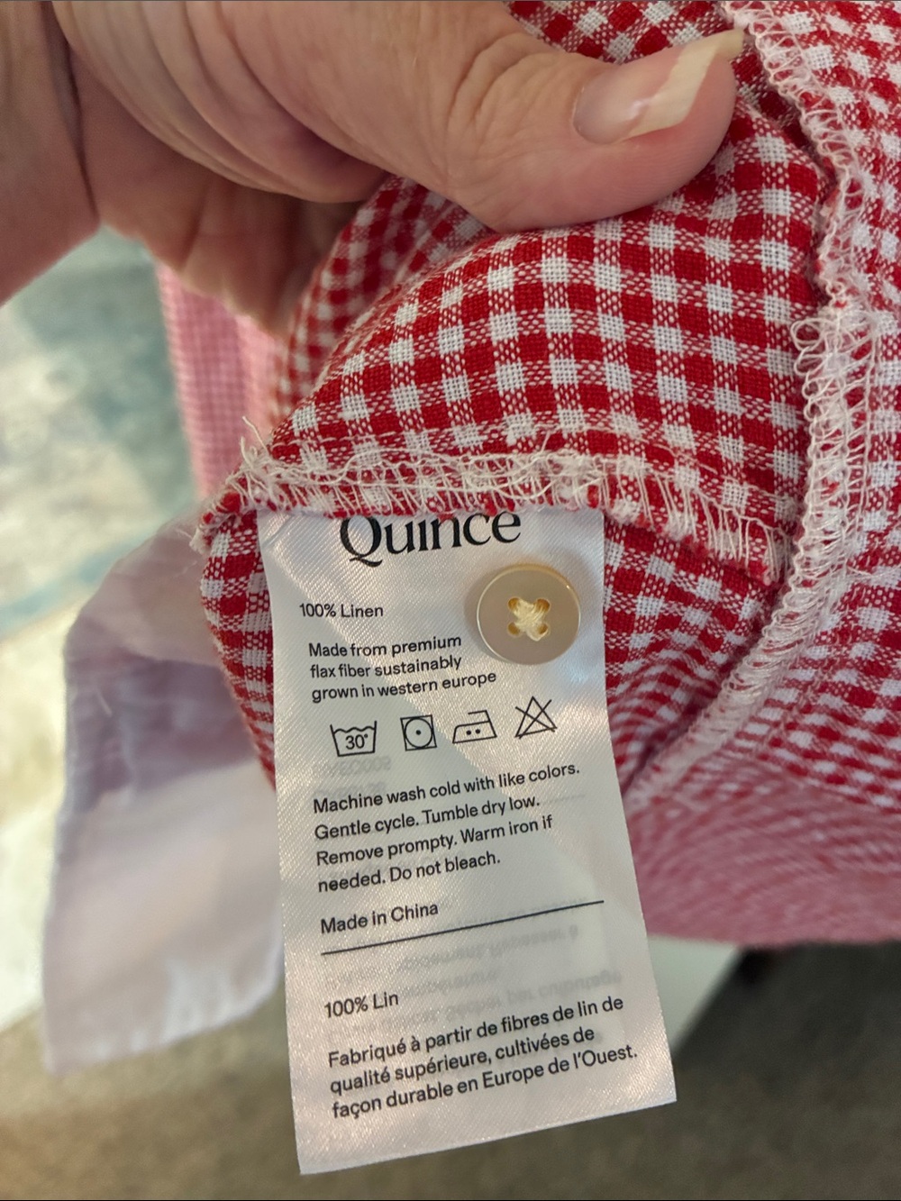 NWT Quince 100 European Linen Red Gingham Sleeveless Swing Dress SZ M - Picture 6 of 7